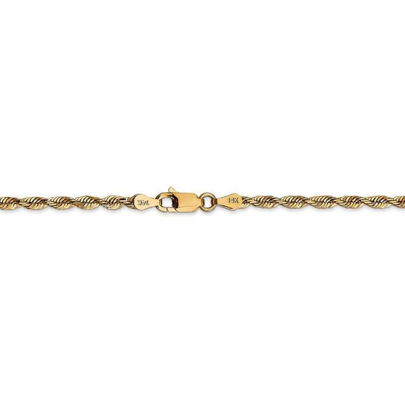 2.75mm, 14k Yellow Gold Light Diamond Cut Rope Chain Bracelet, 7 Inch - Picture 3 of 6